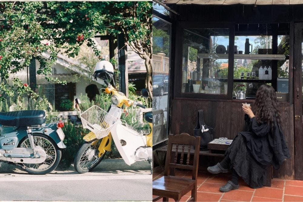 Khách đến quán có thể đổ xe dọc mép đường và ngồi trước quán để thưởng nước (Nguồn: Fanpage Êm cà phê)